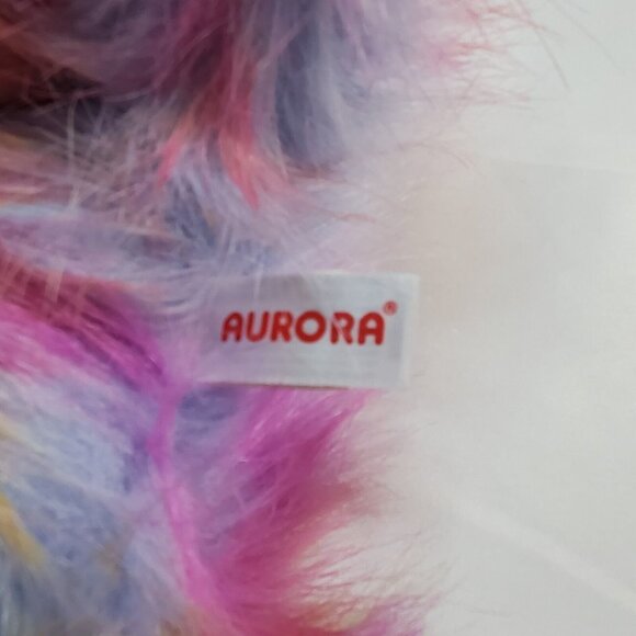 Aurora World 10" Neptune Narwhal Purple Blue Yellow Long Fur Plush 2018 - Picture 7 of 11